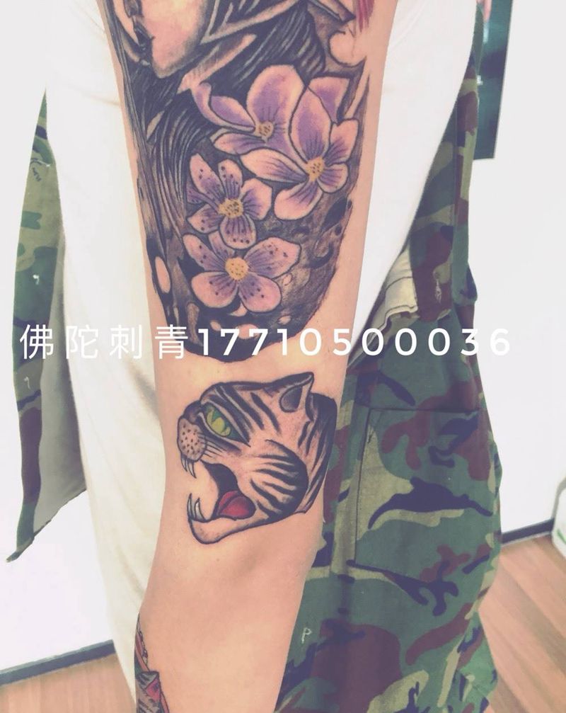 虎头纹身图片_手稿手臂欧美动物宁夏银川中国纹身图案