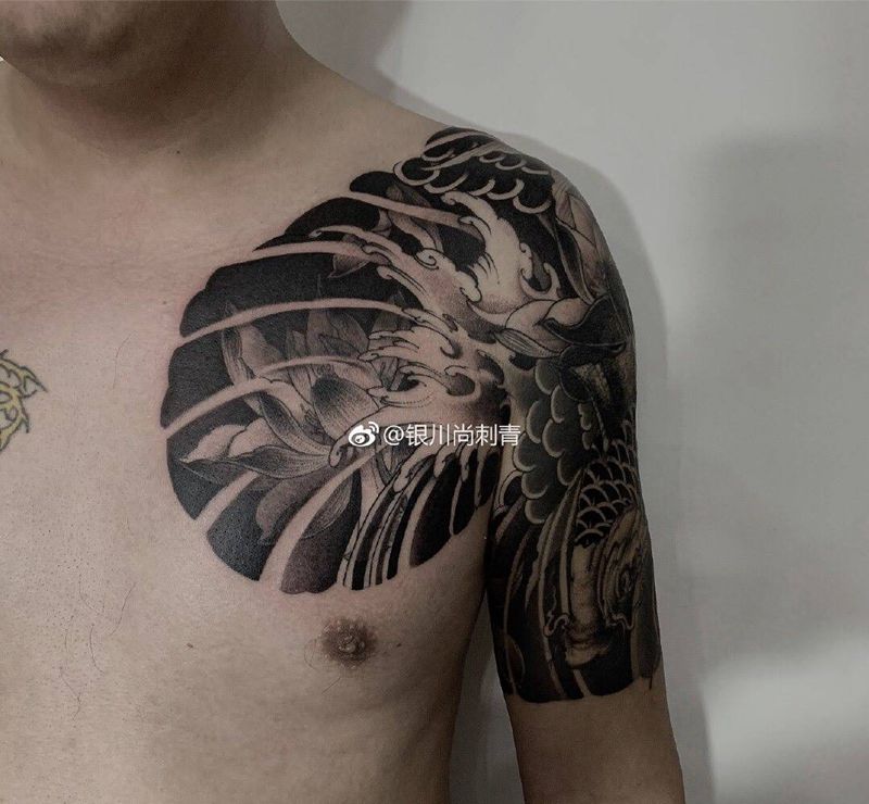 遮盖半甲纹身图片