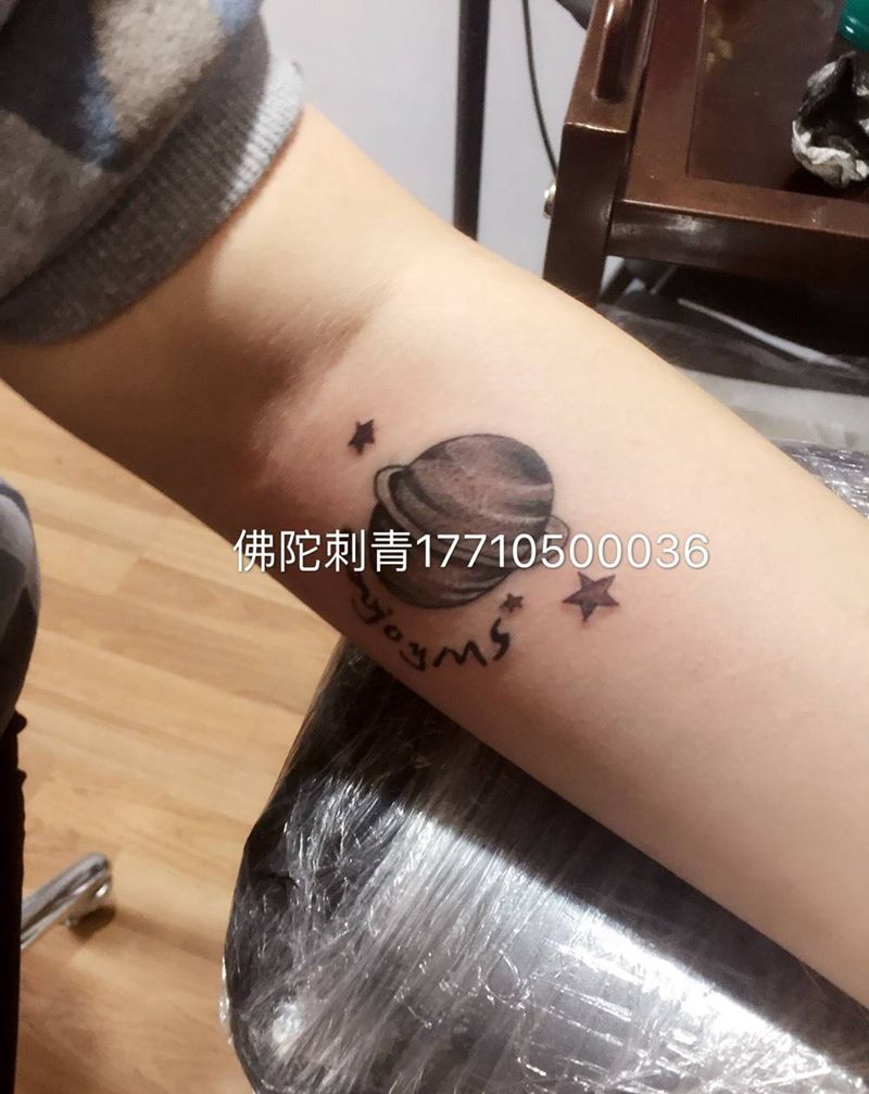 星球纹身图片_成品手稿手臂清新几何银川 宁夏佛陀刺青纹身图案