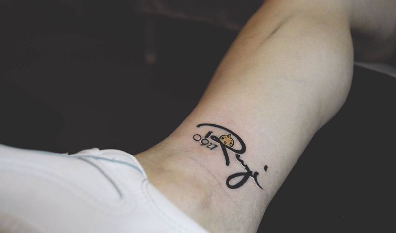 名字属相生日纹身图片_腿部纹身图案