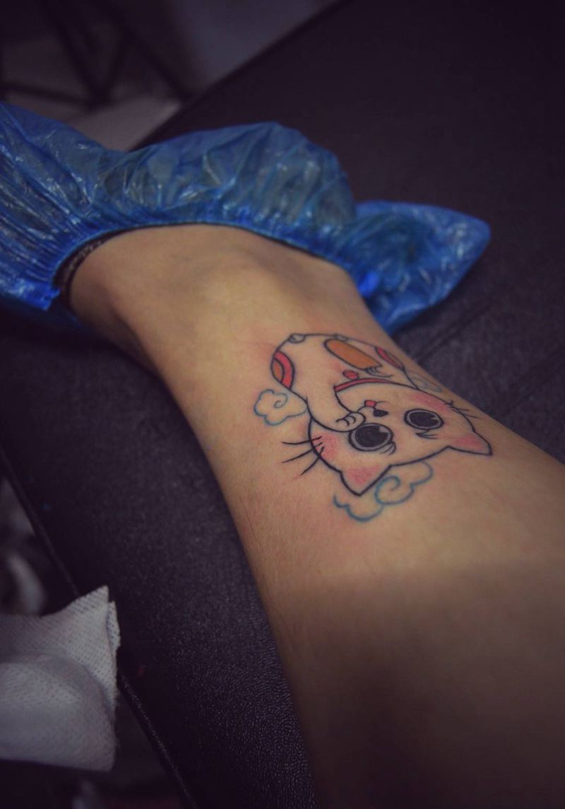 招财猫-完成纹身图片