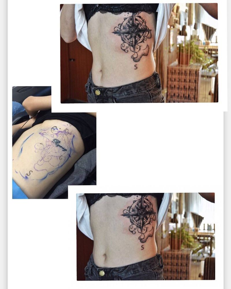 遮盖纹身图片_腹部纹身图案