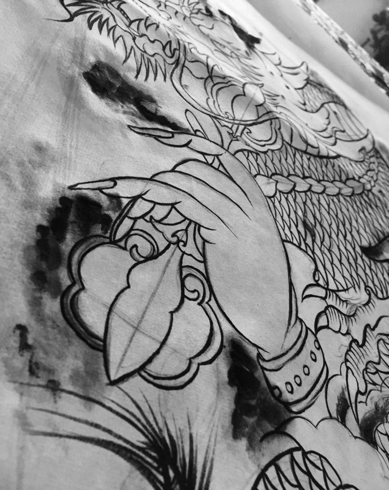 龙纹身图片_成品手稿手臂腿部肩部传统动物鬼神原创纹身图案