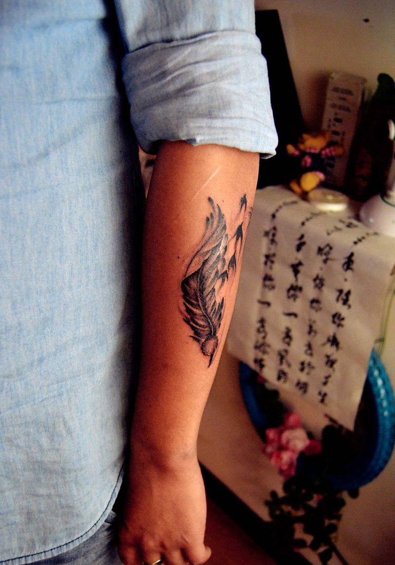 遮盖伤疤纹身图片_成品手稿手臂清新静物纹身图案