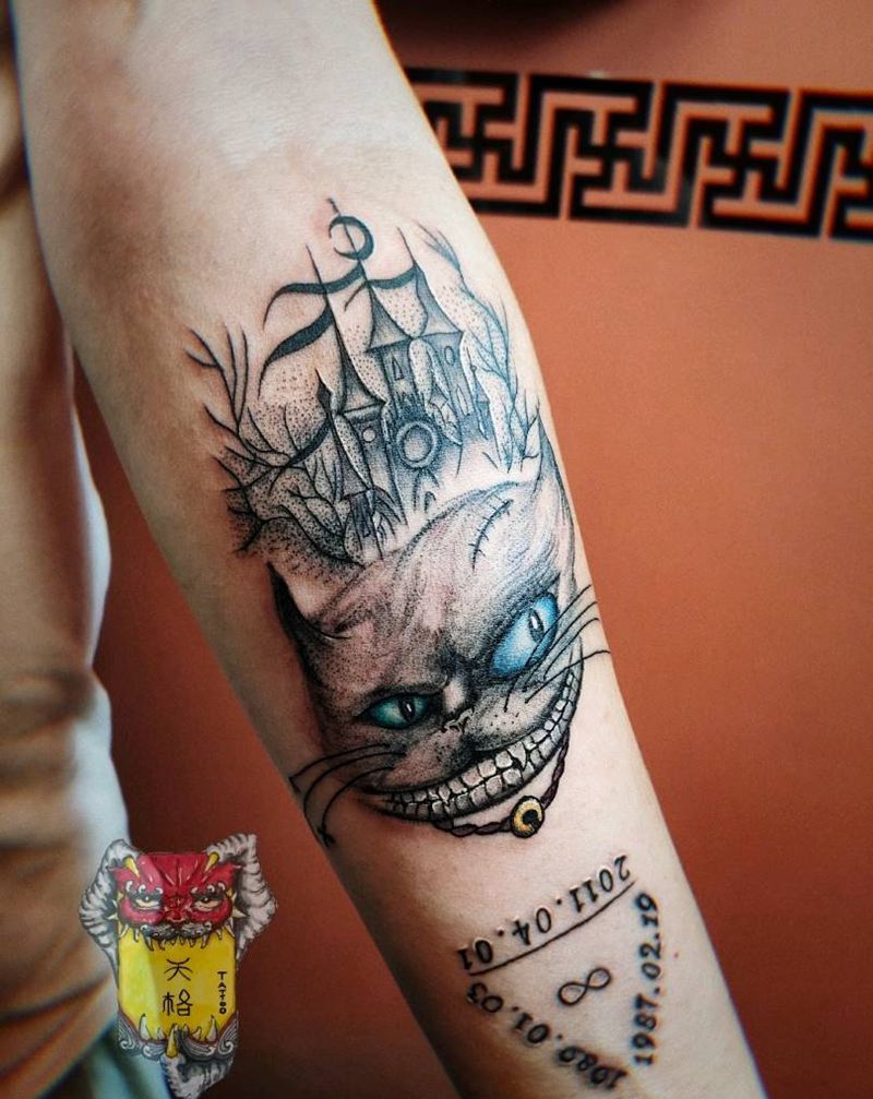 猫纹身图片_欧美写实New School纹身图案