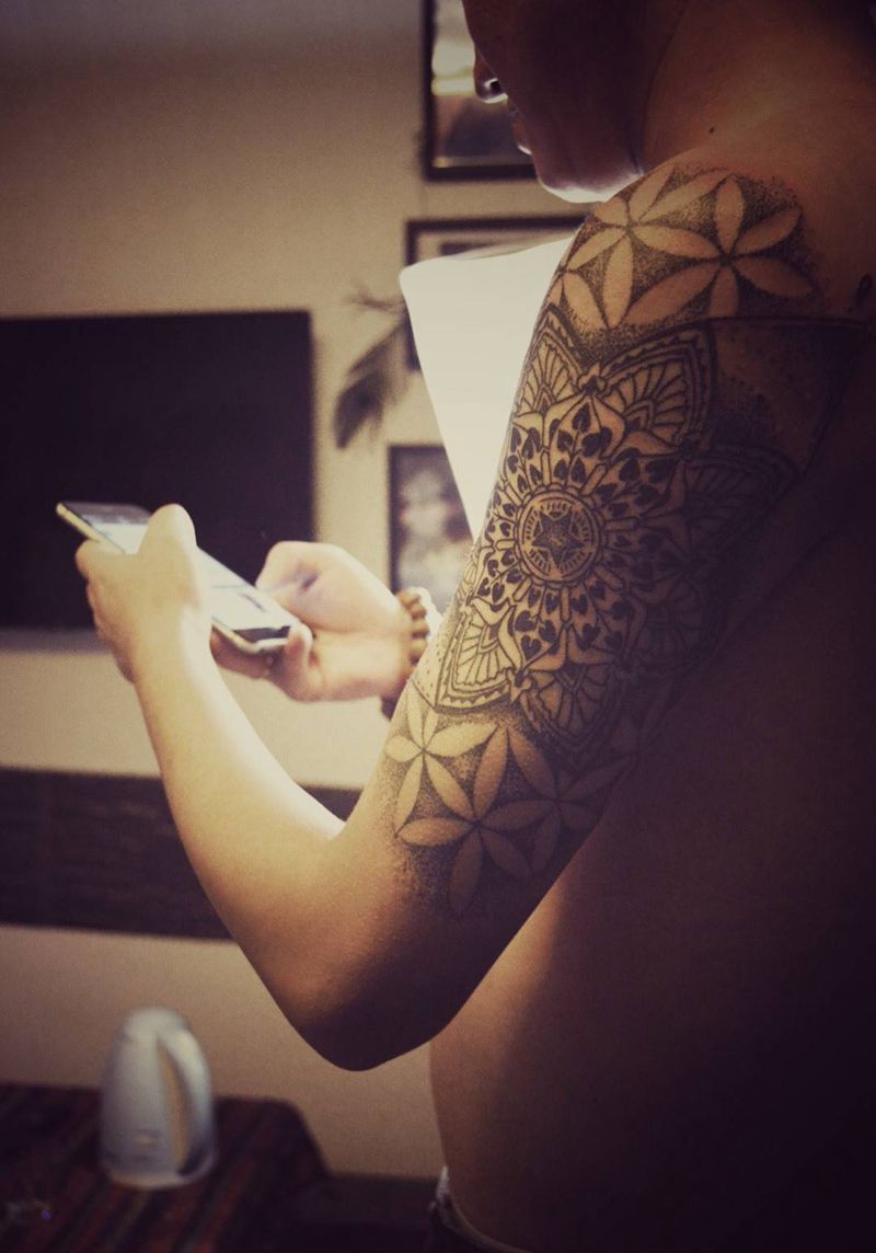 两次结束完工纹身图片