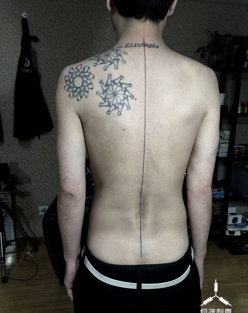 直线／线条／仰渡刺青纹身图片_原创纹身图案