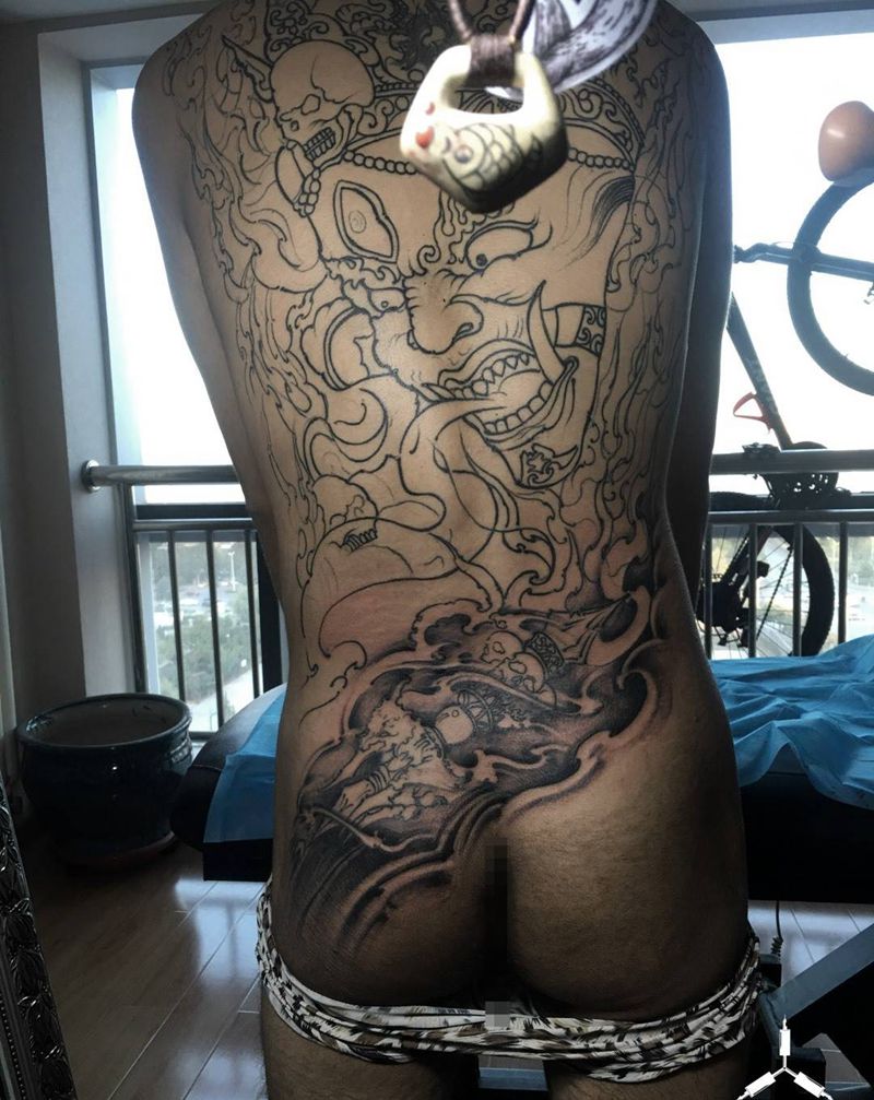 遮盖作品进度，作品更细……纹身图片