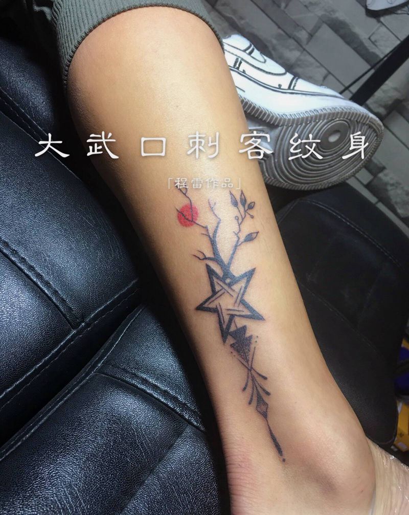 程雷作品纹身图片_腿部纹身图案
