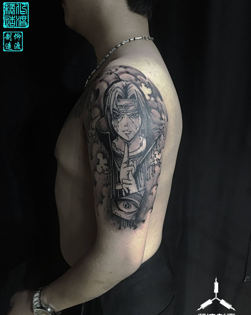 东南／宇智波鼬／仰渡纹身图片_手臂动漫纹身图案