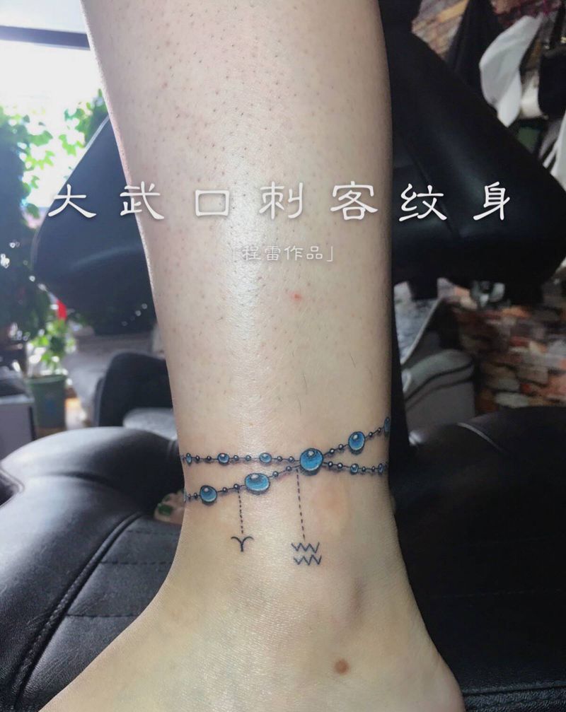 脚链纹身图片_脚部纹身图案