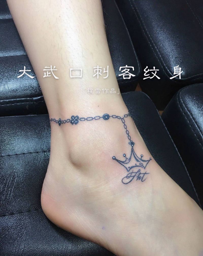 脚链纹身图片_脚部纹身图案