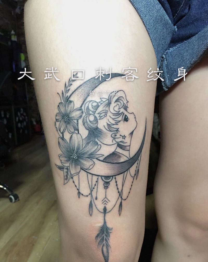 小清新纹身图片_腿部纹身图案