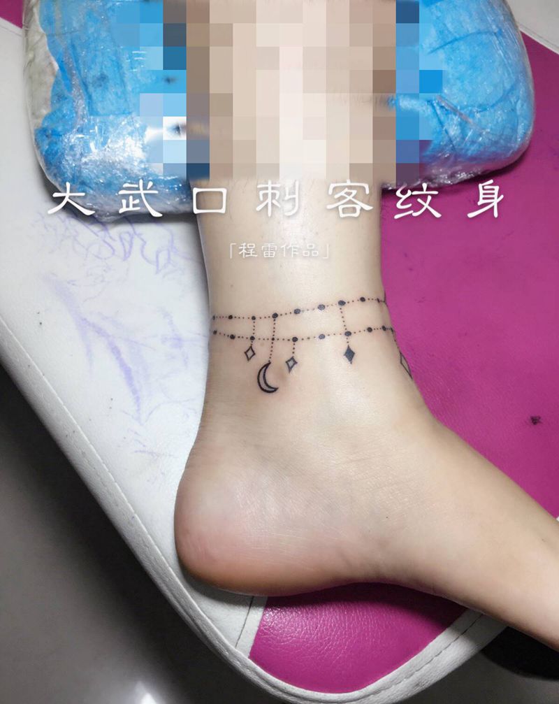 脚链纹身图片_腿部纹身图案