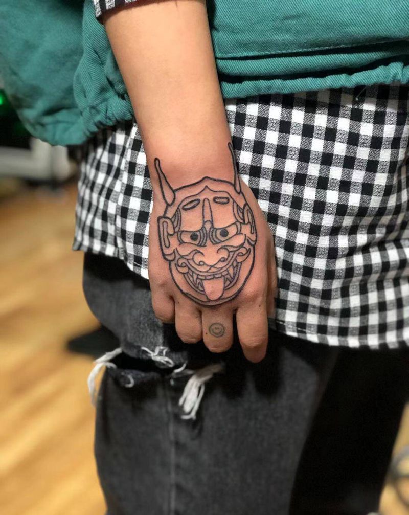 手背般若纹身图片_手部纹身图案