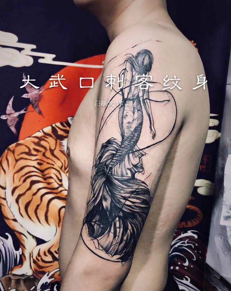 美人鱼纹身图片_手臂纹身图案