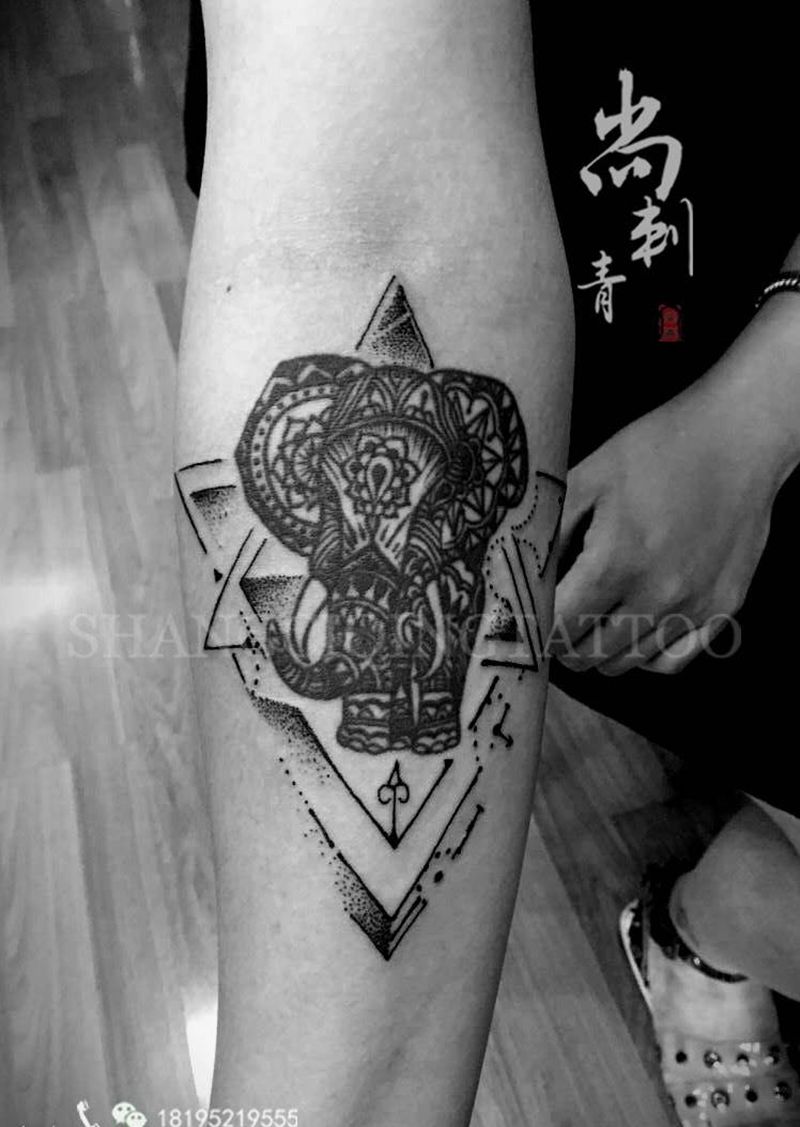 线条纹身图片_成品手臂动物清新图腾原创纹身图案