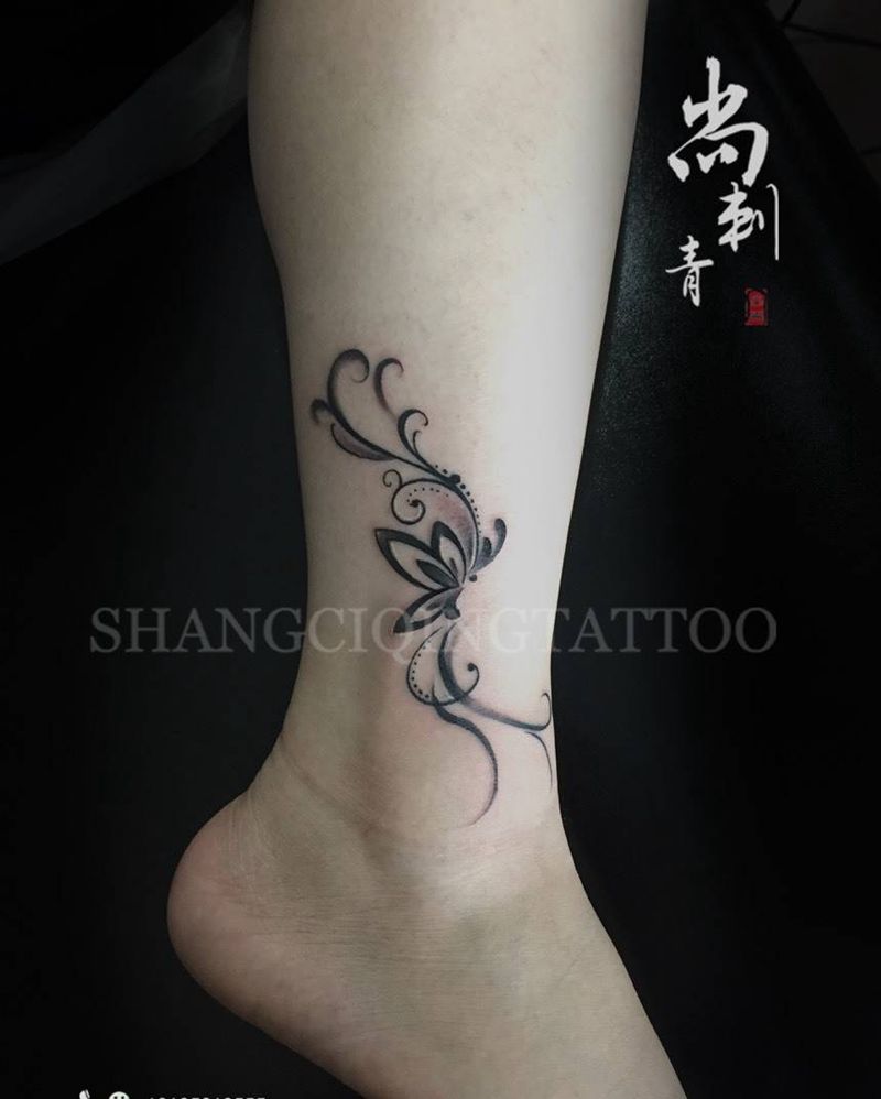 小清新作品纹身图片_成品腿部清新图腾纹身图案