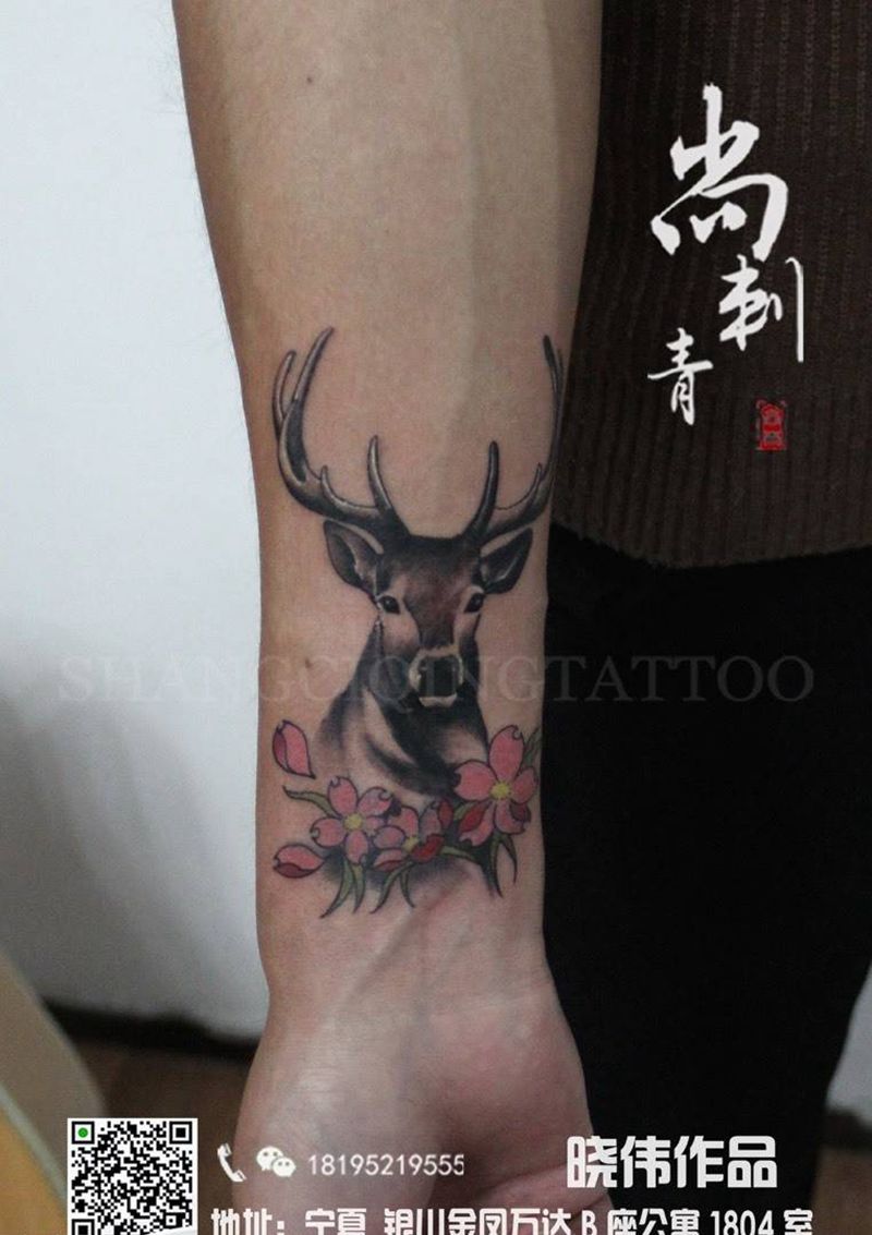 遮盖纹身图片_成品手臂欧美清新动物植物原创纹身图案