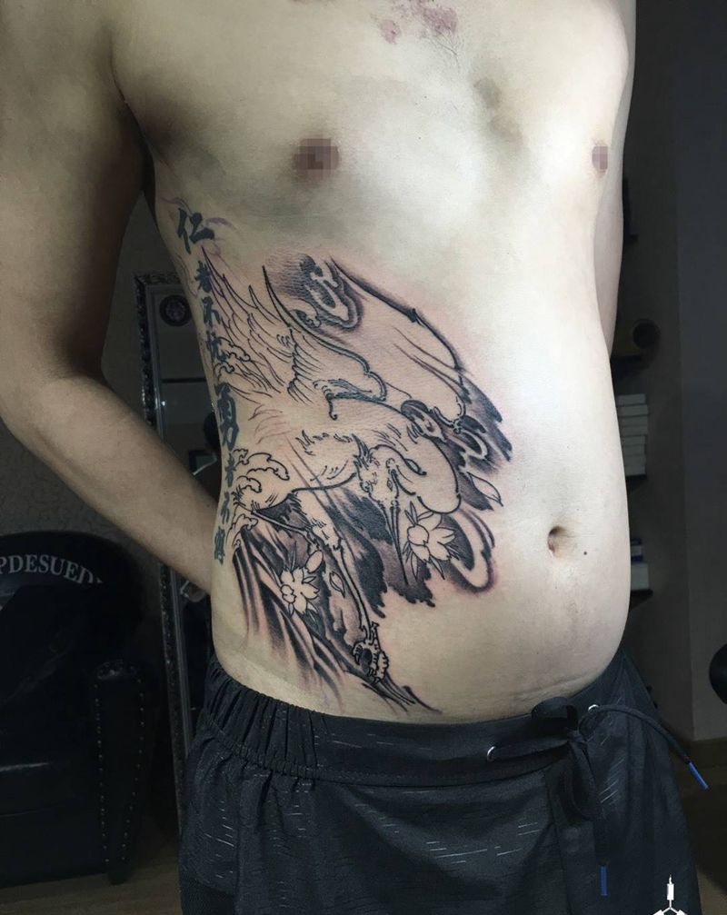 仙鹤／新传统／仰渡刺青纹身图片_原创纹身图案