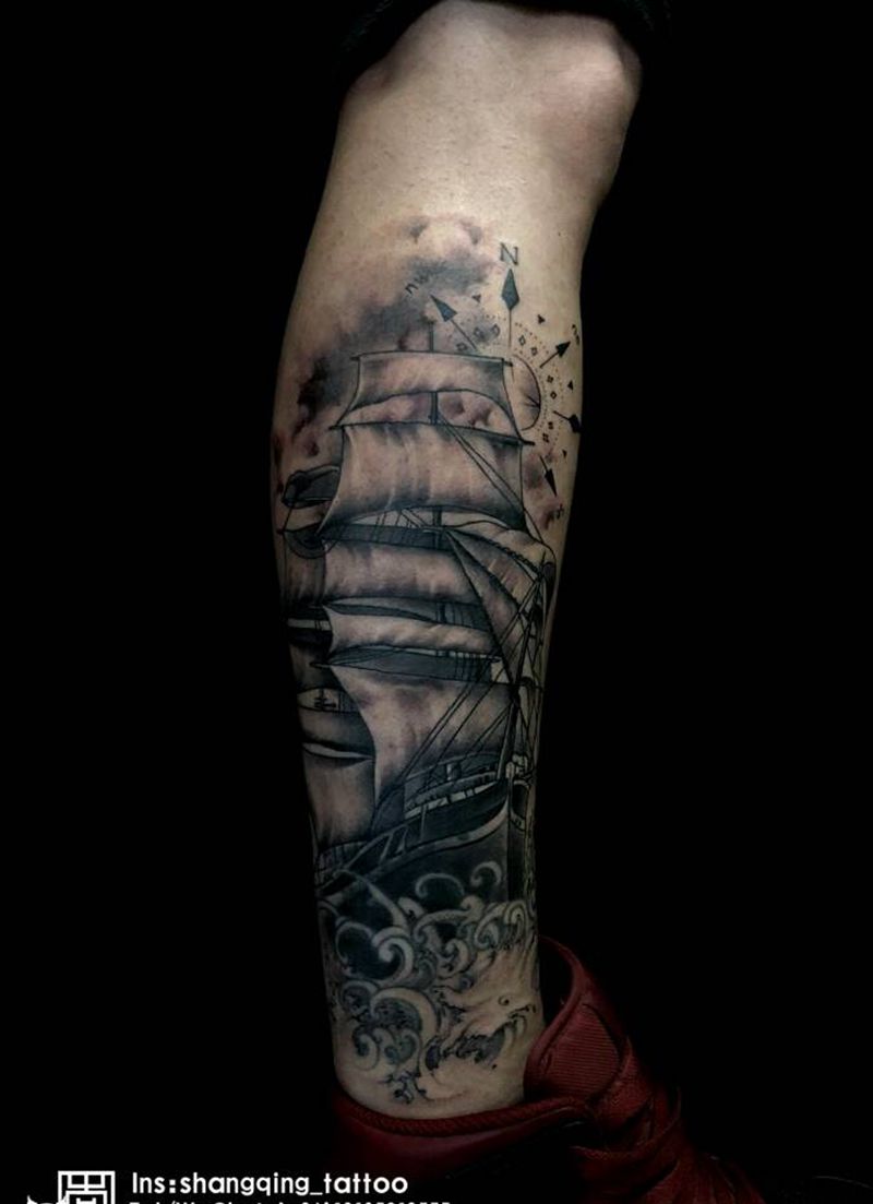 补个色纹身图片_腿部欧美写实纹身图案