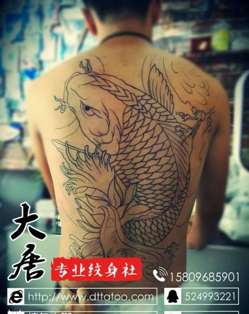 锦鲤纹身图片_银川宁夏刺青西夏成品纹身图案