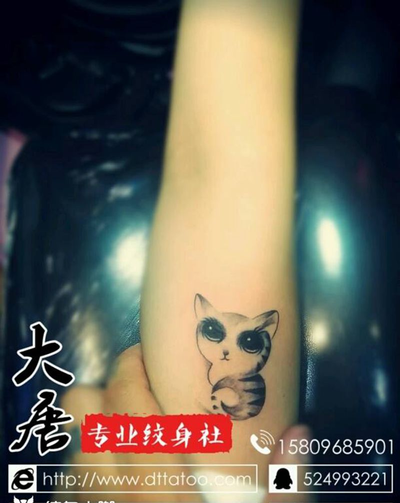萌猫纹身图片_银川宁夏刺青大唐刺青西夏成品纹身图案