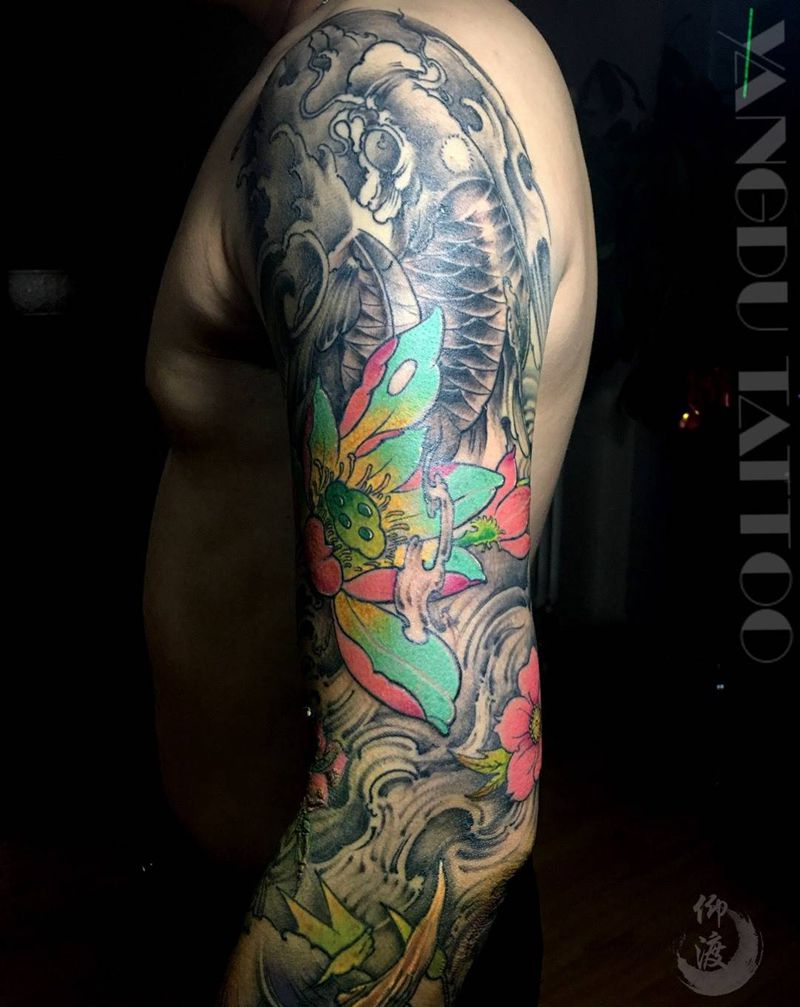 花臂进度纹身图片_原创传统纹身图案