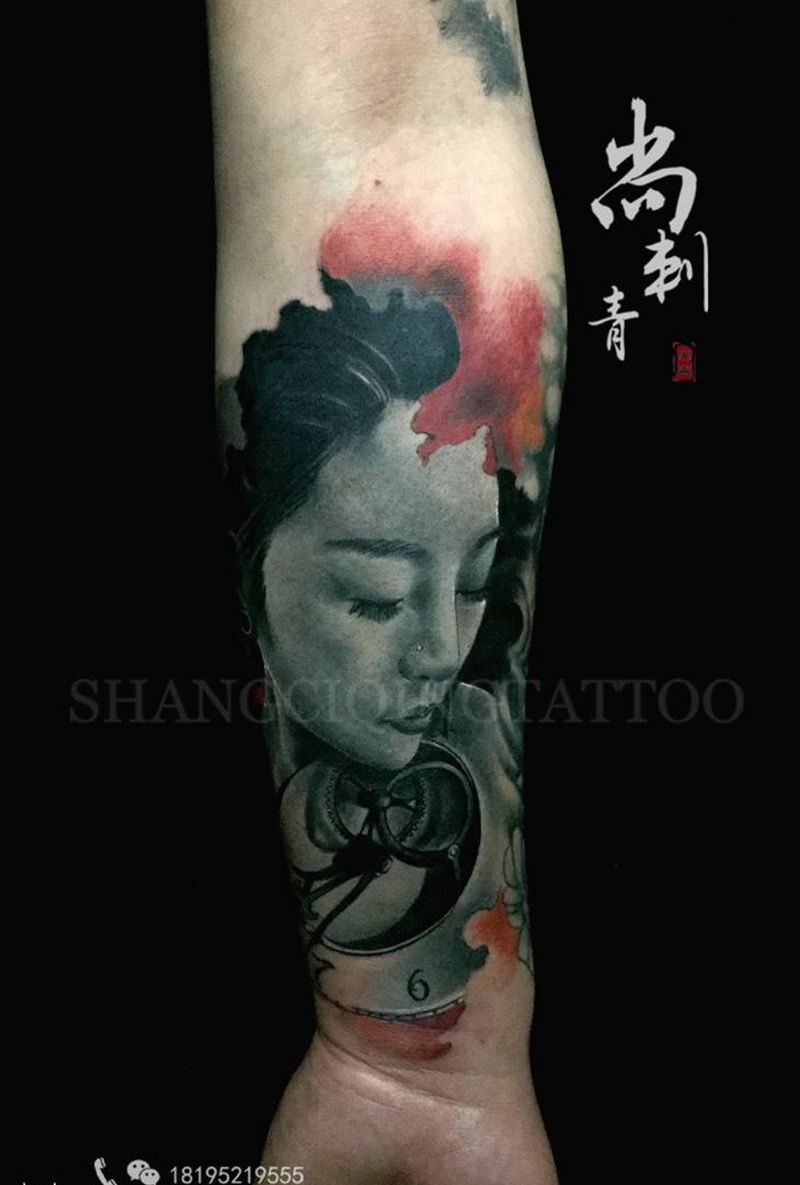 肖像纹身图片_成品手臂欧美肖像纹身图案