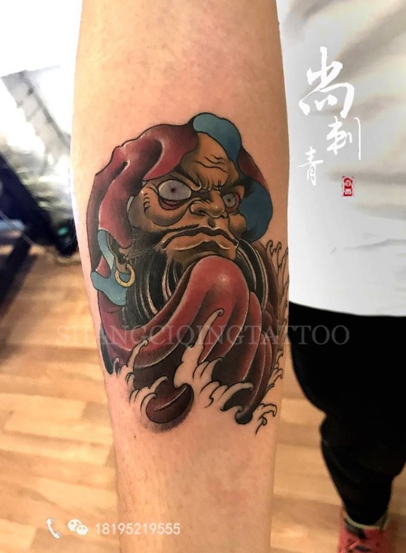 达摩蛋纹身图片_成品手臂传统纹身图案