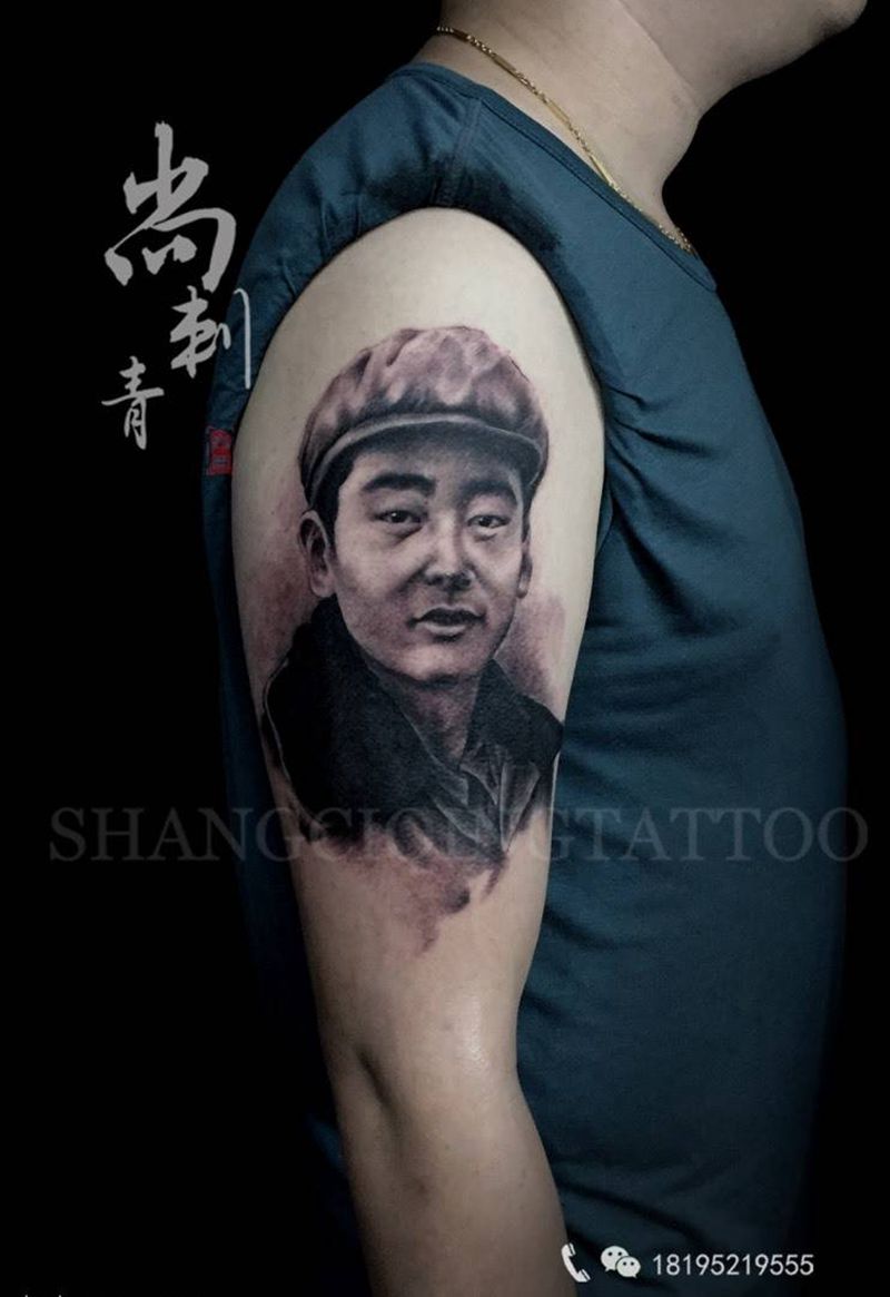 肖像作品纹身图片_成品手臂欧美写实人物纹身图案