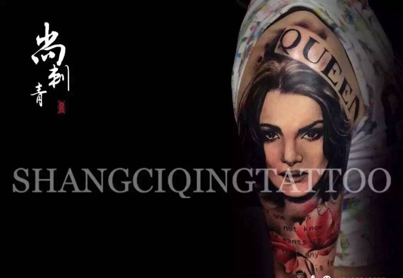 欧美肖像纹身图片_成品手臂欧美肖像人物纹身图案