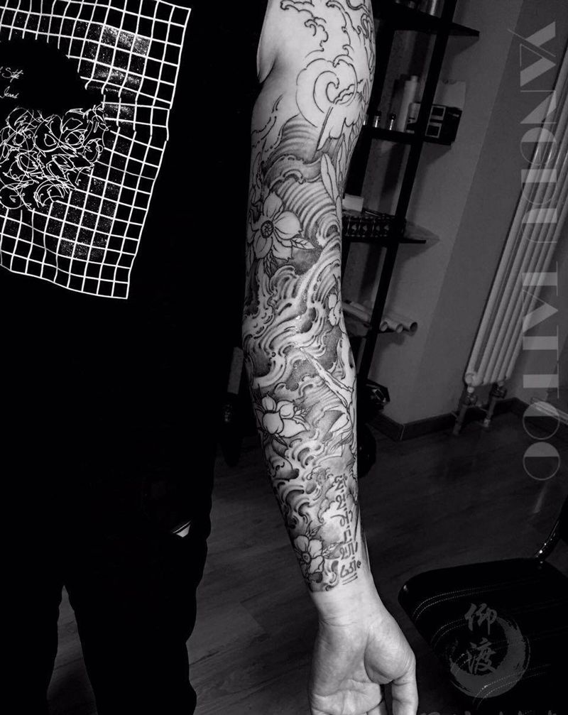 花臂 进度纹身图片_原创纹身图案