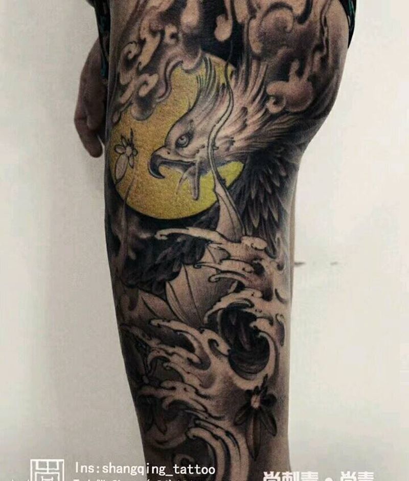 鲲鹏纹身图片_臀部腿部新传统纹身图案