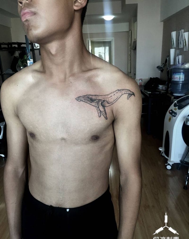 今工／针痕鲸鱼／仰渡刺青纹身图片_原创纹身图案