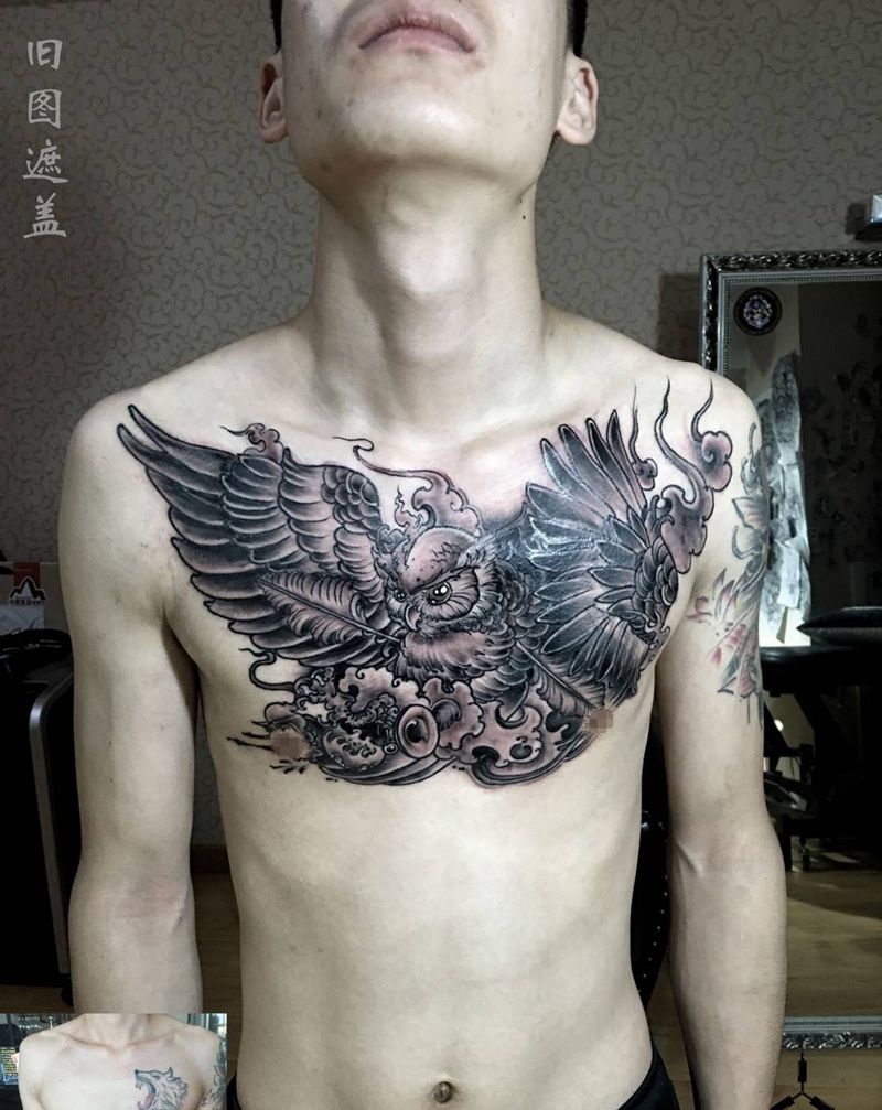 遮盖ing…纹身图片_胸部纹身图案