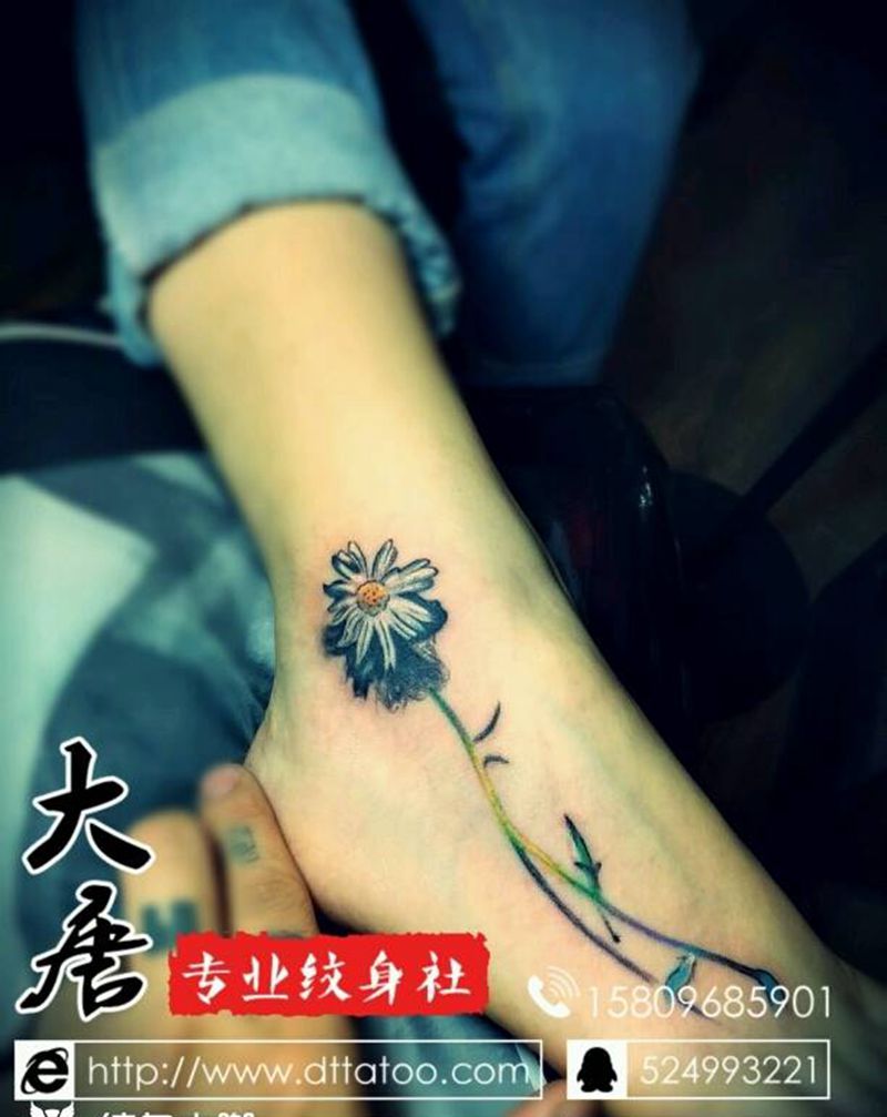雏菊纹身图片_银川宁夏刺青大唐刺青西夏成品纹身图案