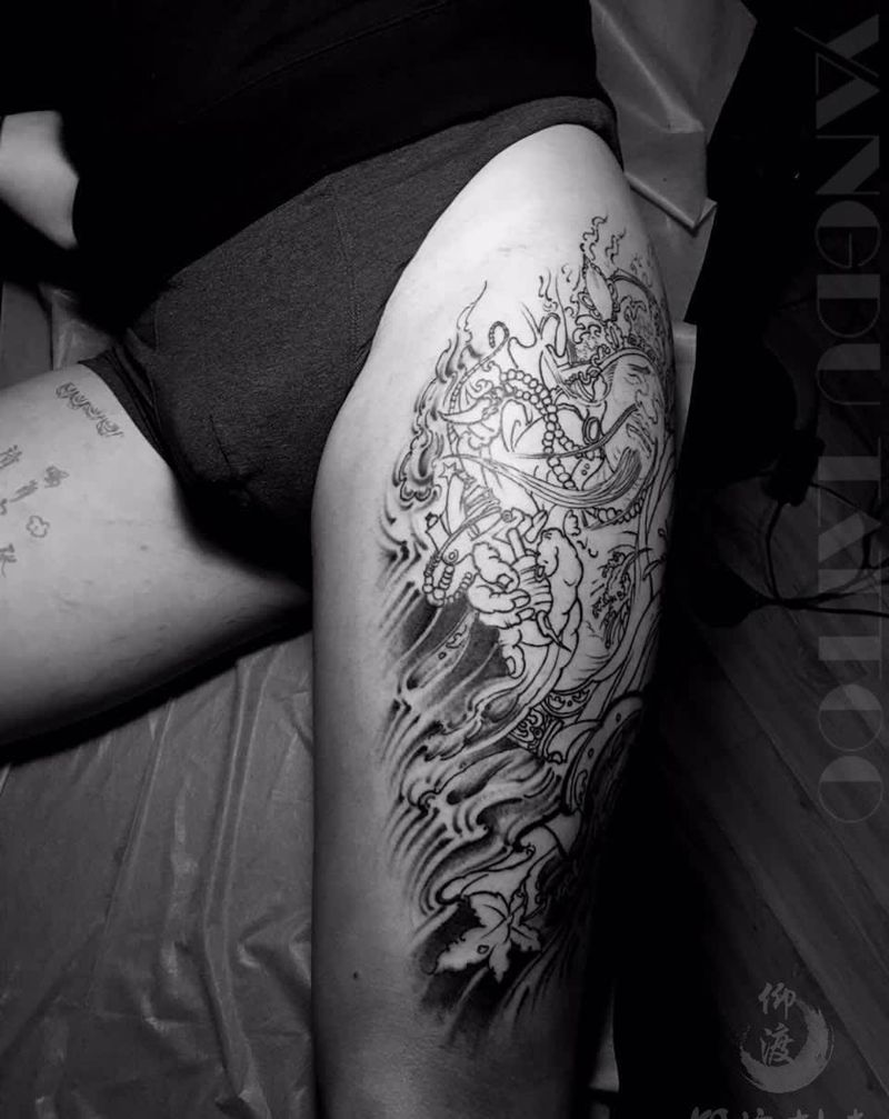 花腿 一小块纹身图片_原创纹身图案