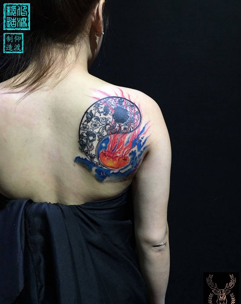 原创水彩情侣图2纹身图片_图腾水彩原创纹身图案