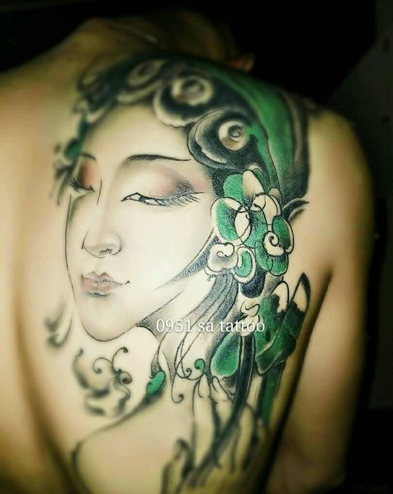 写意花旦纹身图片