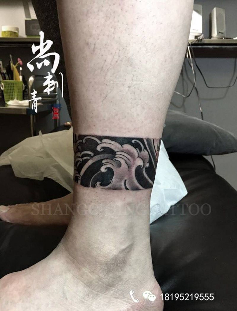 日式臂环纹身图片_成品腿部传统原创纹身图案