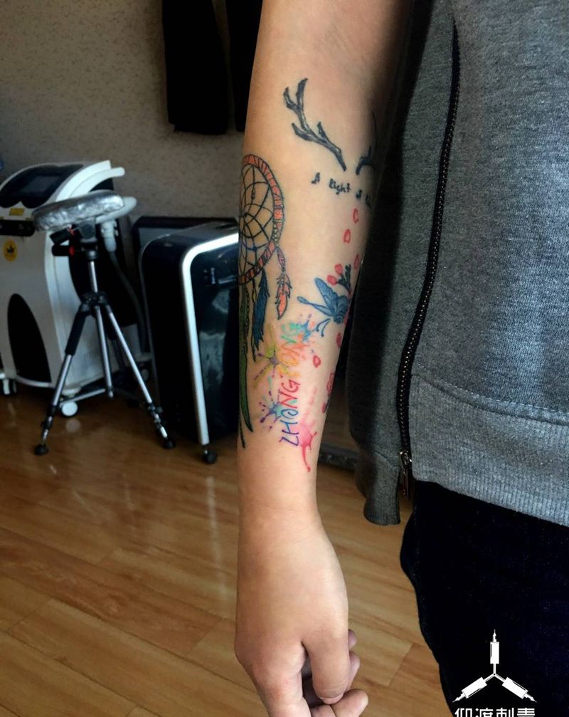 水彩／字母／仰渡刺青纹身图片_原创纹身图案