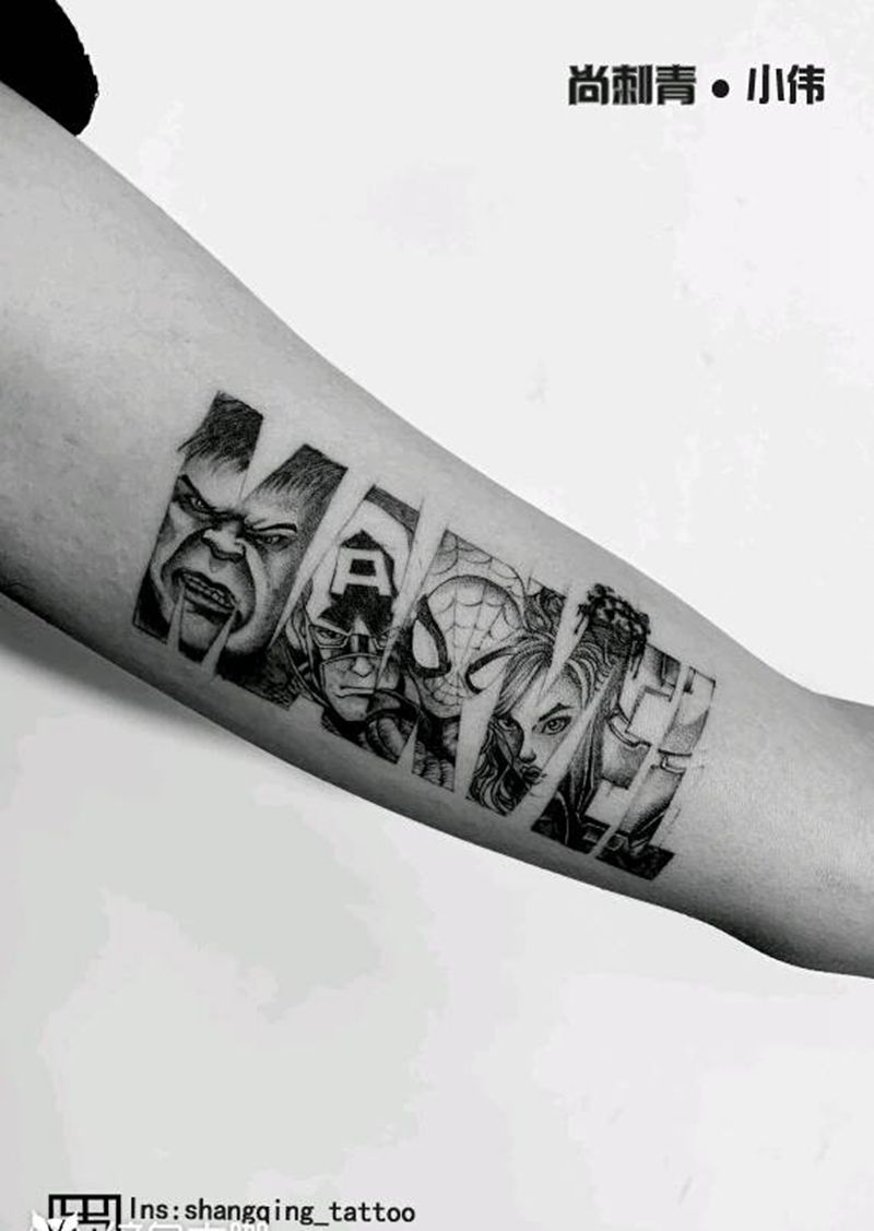 漫威纹身图片_New School纹身图案
