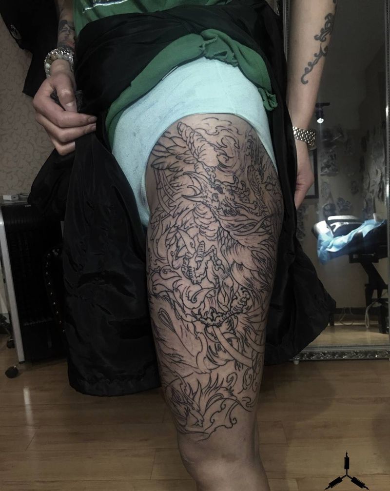 凤凰／仰渡刺青／未完成纹身图片