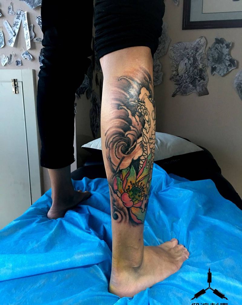 原创小腿 未完成纹身图片_原创纹身图案