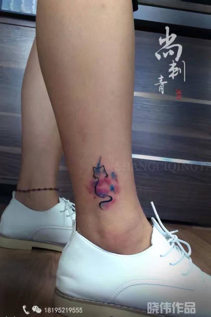 小清新纹身图片_腿部成品清新几何纹身图案