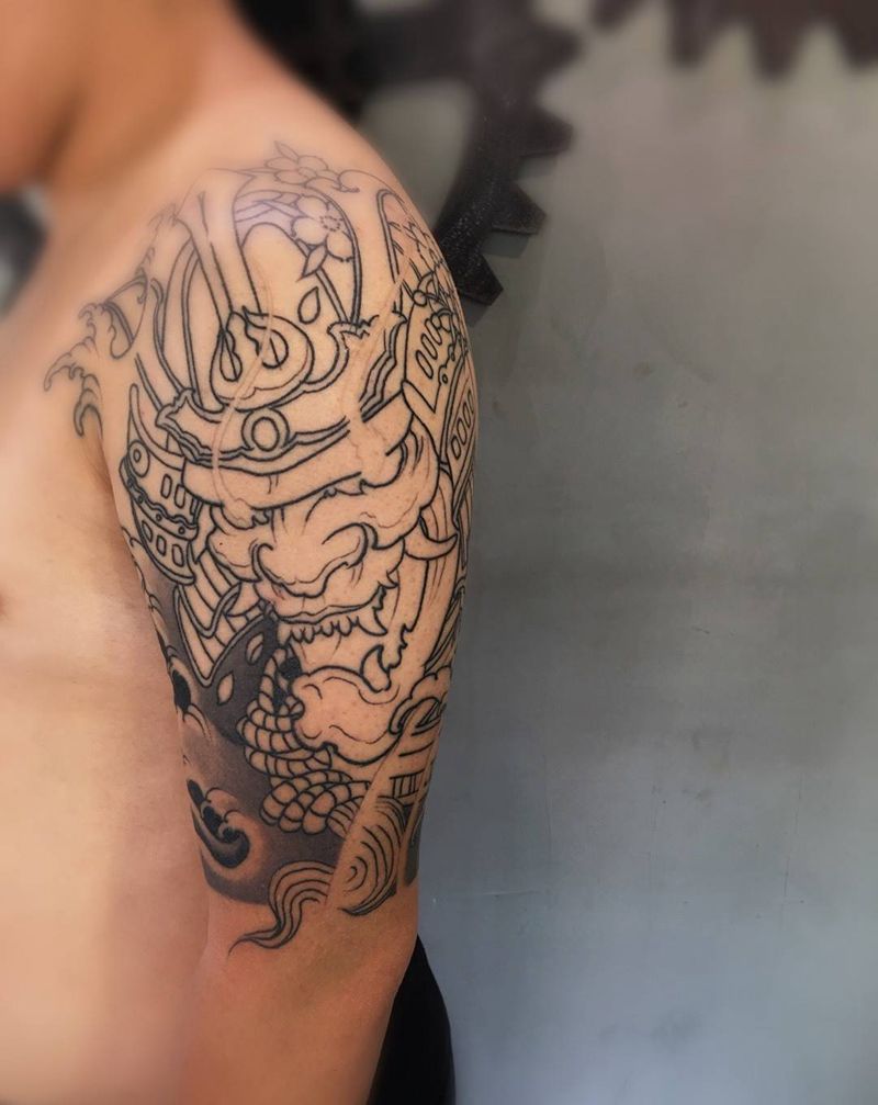 鬼武士纹身图片