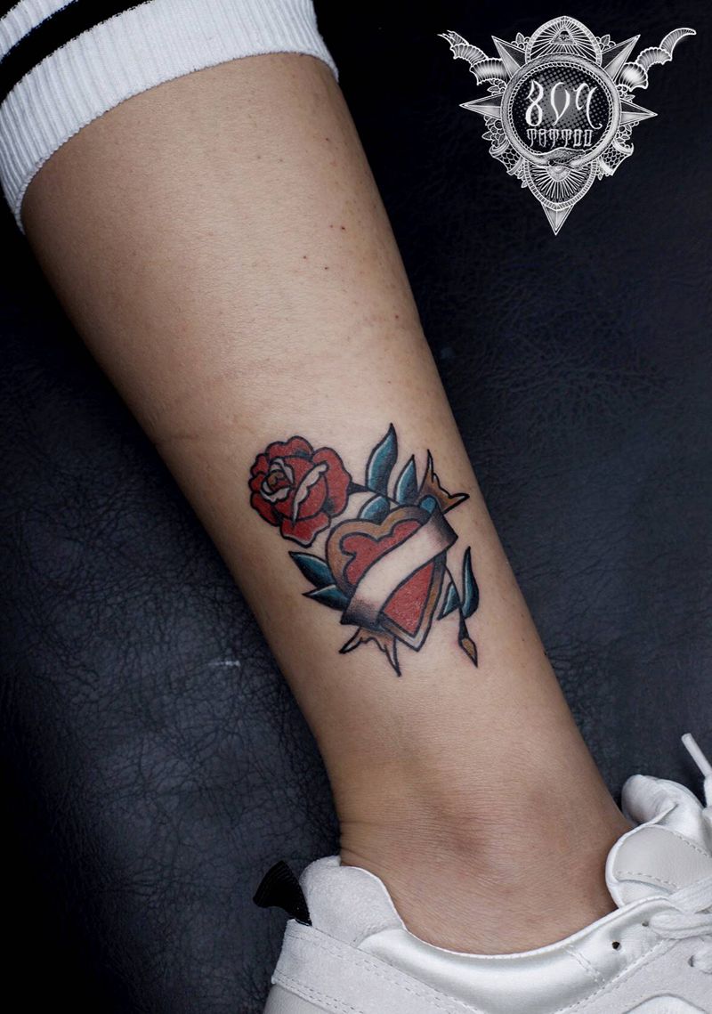 Oldschool纹身图片_腿部Old School纹身图案