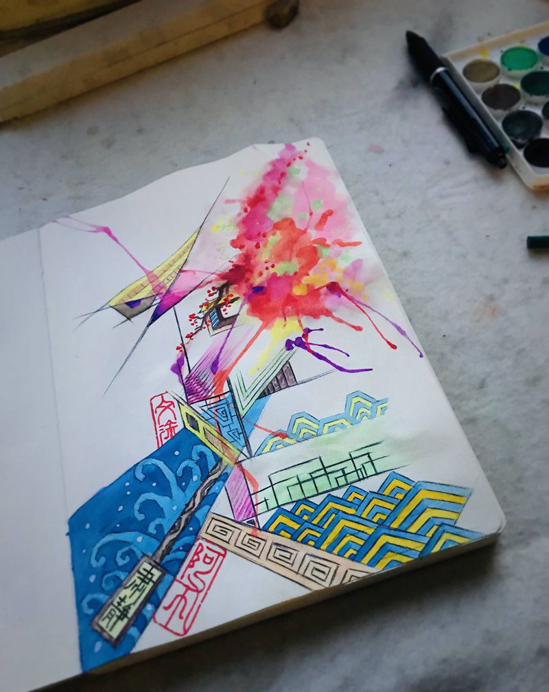 随心而涂纹身图片_水墨水彩纹身图案