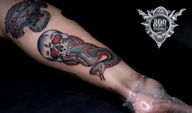 Oldschool纹身图片_腿部Old School纹身图案